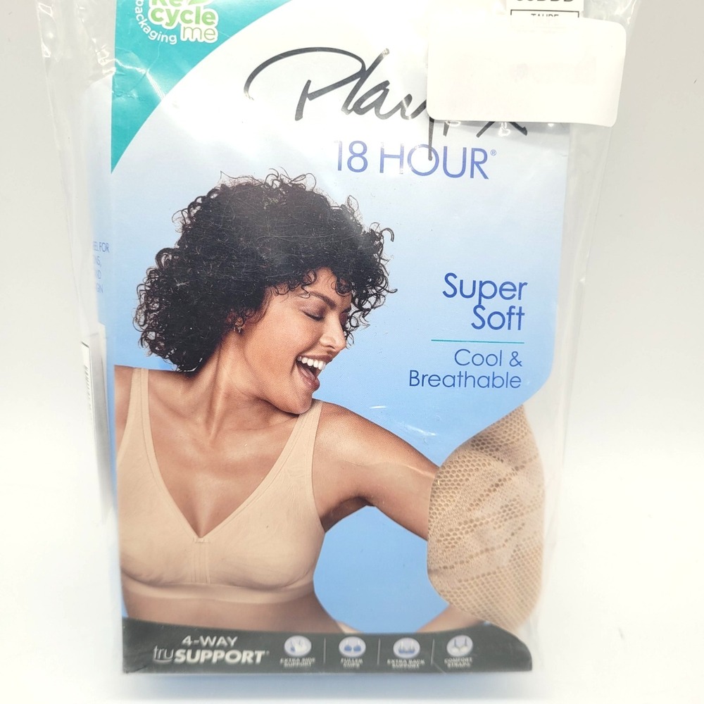 Playtex 18 Hour‎ Wireless Bra Size 36DDD Taupe Style 4690 Moisture-Wicking